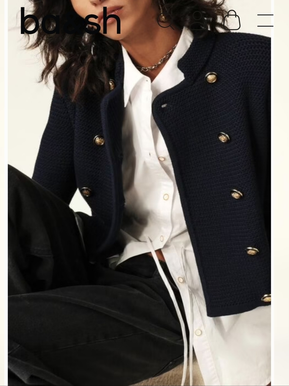 BA&SH LOUMAN LONG-SLEEVE CARDIGAN SIZE LARGE WOOL BLEND RETAIL $465 NWOT - Picture 4 of 16